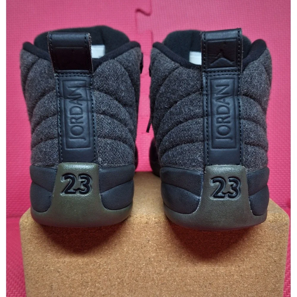 Nike Air Jordan 12 Retro Gray Wool Sneakers Shoes US Size 6Y Boys 852626-003